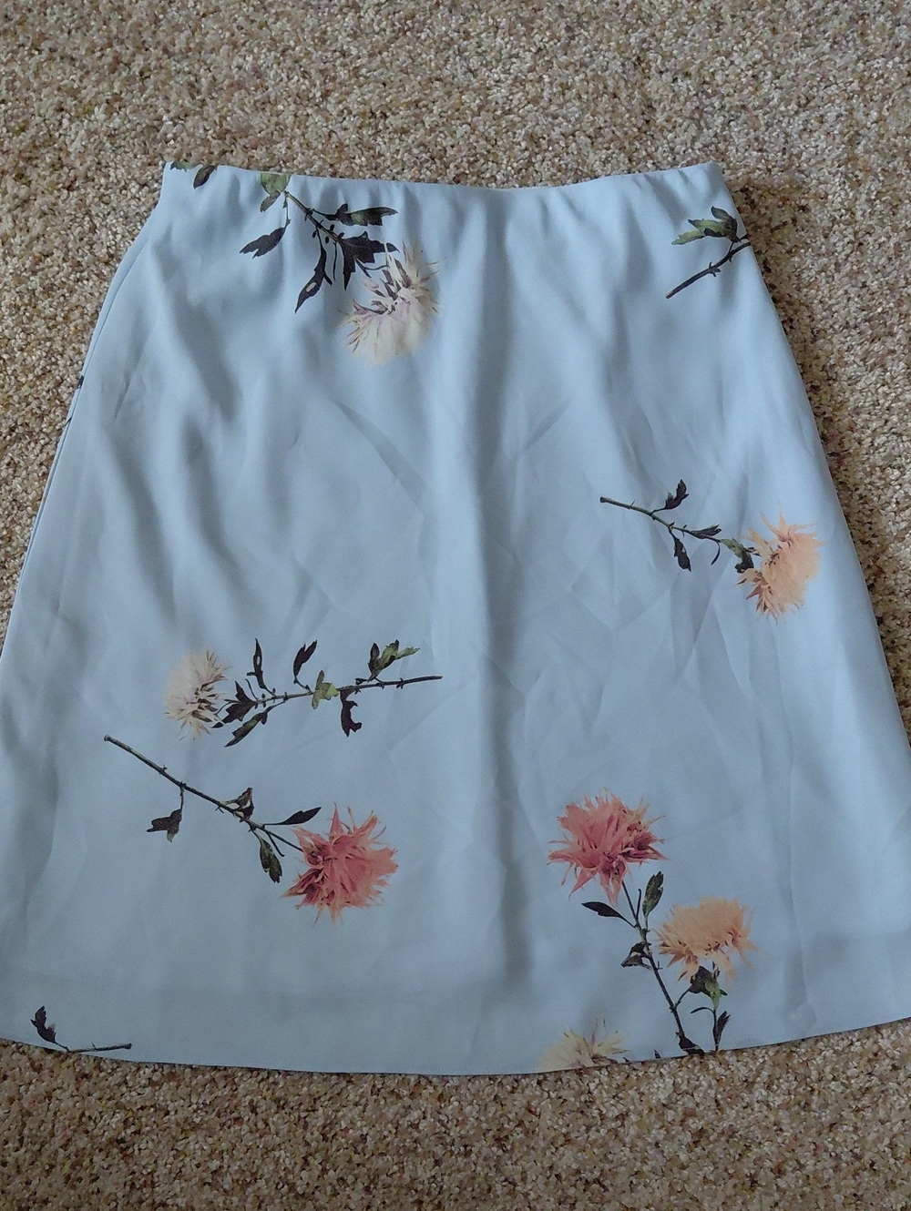 Babaton Pale Blue Floral A-Line Skirt
